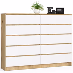 AKORD Furniture Factory OP0LK-160SZ10ARTBIA, Blanc, Chêne, 10 tiroir(s), Mat, 16 mm, 71 cm, 400 mm