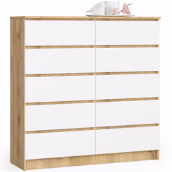AKORD Furniture Factory OP0LK-120SZ10ARTBIA, Blanc, Chêne, 10 tiroir(s), Mat, 16 mm, 51 cm, 400 mm