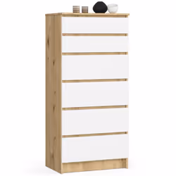 AKORD Furniture Factory OP0PK-6ARTBIA001, Blanc, Chêne, 6 tiroir(s), Mat, 16 mm, 51 cm, 400 mm