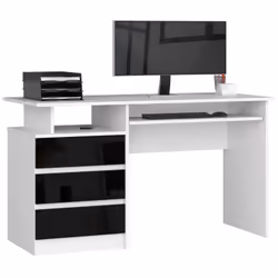 AKORD Furniture Factory IP0PBIACZARPOL001, Droit, Forme rectangulaire, Brillant, Noir, Blanc, 3 tiroir(s), 600 mm