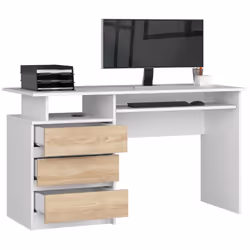 AKORD Furniture Factory IP0PBIUBIASON001 bureau d'ordinateur Blanc, Couleur chêne