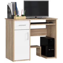 AKORD Furniture Factory IP0PJAYDABBIA001 bureau d'ordinateur Blanc, Couleur chêne