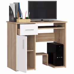 AKORD Furniture Factory IP0PJAYDABBIA001 bureau d'ordinateur Blanc, Couleur chêne