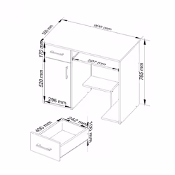 AKORD Furniture Factory IP0PJAYDABBIA001 bureau d'ordinateur Blanc, Couleur chêne