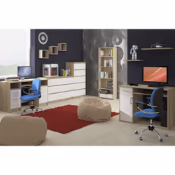 AKORD Furniture Factory IP0PJAYDABBIA001 bureau d'ordinateur Blanc, Couleur chêne - Vue supplémentaire 6
