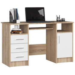 AKORD Furniture Factory IP0PANADABBIA003 bureau d'ordinateur Blanc, Couleur chêne