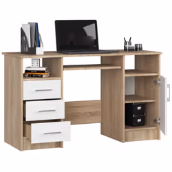 AKORD Furniture Factory IP0PANADABBIA003 bureau d'ordinateur Blanc, Couleur chêne