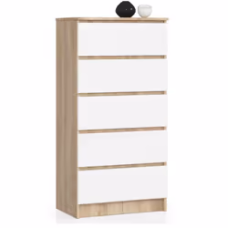 AKORD Furniture Factory OP0LK-6DABBIA004, Blanc, Chêne, 5 tiroir(s), Mat, 16 mm, 51 cm, 400 mm