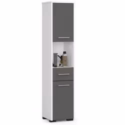 AKORD Furniture Factory OP0LLAZ2DBIASZA, Blanc, Sur pied, 5 étagères, 1 tiroir(s), 2 portes(s), Mat