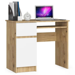 AKORD Furniture Factory IP0PBIUABIPIKSLEW bureau d'ordinateur Blanc, Couleur chêne