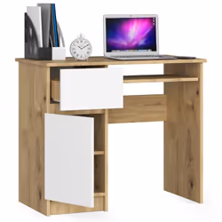 AKORD Furniture Factory IP0PBIUABIPIKSLEW bureau d'ordinateur Blanc, Couleur chêne