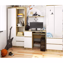 AKORD Furniture Factory IP0PBIUABIPIKSLEW bureau d'ordinateur Blanc, Couleur chêne - Vue supplémentaire 4