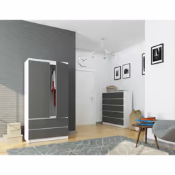 AKORD Furniture Factory SP0PSYSBIASZA010 placard et armoire de chambre à coucher 4 étagères 2 portes(s) Blanc - Vue supplémentaire 5