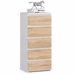 AKORD Furniture Factory OP0LCL5BIASON001, Blanc, Chêne, 5 tiroir(s), Mat, 16 mm, 31 cm, 350 mm