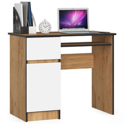AKORD Furniture Factory IP0PBIUCRAFTBIAPIKSLEW bureau d'ordinateur Blanc, Couleur chêne
