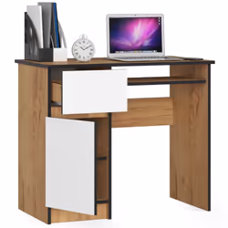 AKORD Furniture Factory IP0PBIUCRAFTBIAPIKSLEW bureau d'ordinateur Blanc, Couleur chêne