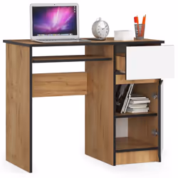AKORD Furniture Factory IP0PBIUCRAFTBIAPIKSPRA bureau d'ordinateur Blanc, Couleur chêne