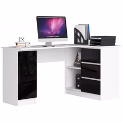 AKORD Furniture Factory IP0PBIUPOLCZA004, Coin, Brillant, Noir, Blanc, 3 tiroir(s), 850 mm, 1550 mm
