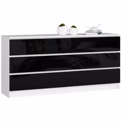 AKORD Furniture Factory OP0LK-1BIAPOLCZA0, Noir, Blanc, 6 tiroir(s), Brillant, 16 mm, 71 cm, 400 mm