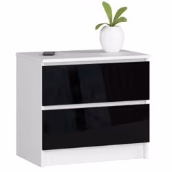 AKORD Furniture Factory OP0PK-6BIACZA001, Noir, Blanc, 2 tiroir(s), Brillant, 16 mm, 51 cm, 400 mm