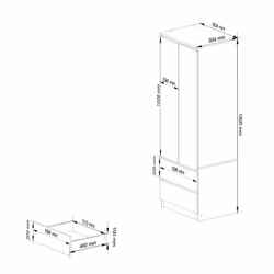 AKORD Furniture Factory SP0PSYSBIAMET005 placard et armoire de chambre à coucher 1 étagères 2 portes(s) Blanc