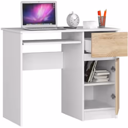 AKORD Furniture Factory IP0PBIUBIASONPIKSPR bureau d'ordinateur Blanc, Couleur chêne