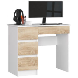 AKORD Furniture Factory IP0PBIUBIASONLEA7 bureau d'ordinateur Blanc, Couleur chêne