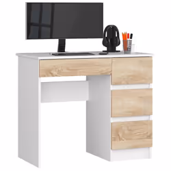 AKORD Furniture Factory IP0PBIUBIASONPRA7, Droit, Forme rectangulaire, Mat, Blanc, Couleur chêne, 4 tiroir(s), 500 mm