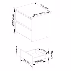 AKORD Furniture Factory OP0LCL2POLCAP Table de nuit et table de chevet 2 tiroir(s)