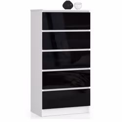AKORD Furniture Factory OP0LK-6.CZARN, Noir, Blanc, 5 tiroir(s), Brillant, 16 mm, 51 cm, 400 mm