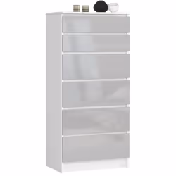 AKORD Furniture Factory OP0LK-6MET, Blanc, 6 tiroir(s), Brillant, 16 mm, 51 cm, 400 mm