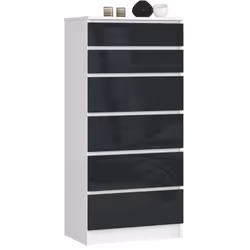 AKORD Furniture Factory OP0LK-6GRAF, Blanc, 6 tiroir(s), Brillant, 16 mm, 51 cm, 400 mm