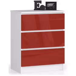 AKORD Furniture Factory OP0LK-3CZERW, Blanc, Rouge, 3 tiroir(s), Brillant, 16 mm, 51 cm, 400 mm
