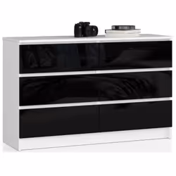 AKORD Furniture Factory OP0LK-CZARN, Noir, Blanc, 6 tiroir(s), Brillant, 16 mm, 51 cm, 400 mm