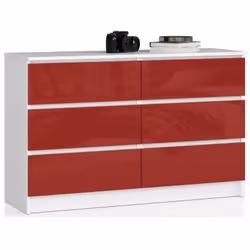 AKORD Furniture Factory OP0LK-CZERW, Blanc, Rouge, 6 tiroir(s), Brillant, 16 mm, 51 cm, 400 mm