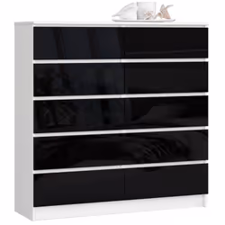 AKORD Furniture Factory OP0LK-1POLCZAR, Noir, Blanc, 10 tiroir(s), Brillant, 16 mm, 51 cm, 400 mm
