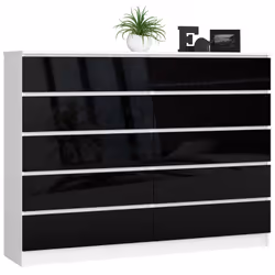 AKORD Furniture Factory OP0LK-10BIAPOLCZARN, Noir, Blanc, 10 tiroir(s), Brillant, 16 mm, 71 cm, 400 mm