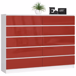 AKORD Furniture Factory OP0LK-10BIAPOLCZERW, Blanc, Rouge, 10 tiroir(s), Brillant, 16 mm, 71 cm, 400 mm
