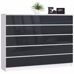 AKORD Furniture Factory OP0LK-10BIAPOLGRAF, Blanc, 10 tiroir(s), Brillant, 16 mm, 71 cm, 400 mm