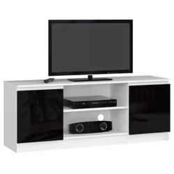 AKORD Furniture Factory OP0LRTV140POLCZARN, Blanc, 2 étagères, Brillant, 2 portes(s), 400 mm, 1400 mm