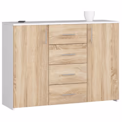 AKORD Furniture Factory OP0LWARBIASON, Blanc, Chêne, 4 tiroir(s), Mat, 4 étagères, 2 portes(s), 16 mm