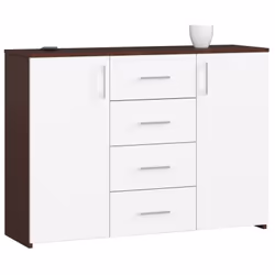 AKORD Furniture Factory OP0LWARWENBIA, Blanc, Wenge, 4 tiroir(s), Mat, 4 étagères, 2 portes(s), 16 mm