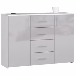 AKORD Furniture Factory OP0LWAR45METAL, Blanc, 4 tiroir(s), Brillant, 4 étagères, 2 portes(s), 16 mm