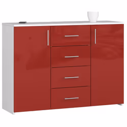 AKORD Furniture Factory OP0LWAR45CZERW, Blanc, Rouge, 4 tiroir(s), Brillant, 4 étagères, 2 portes(s), 16 mm