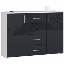 AKORD Furniture Factory OP0LWAR45GRAF, Blanc, 4 tiroir(s), Brillant, 4 étagères, 2 portes(s), 16 mm