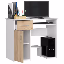 AKORD Furniture Factory IP0PJAYBIASON bureau d'ordinateur Blanc, Couleur chêne