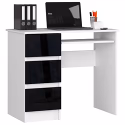 AKORD Furniture Factory IP0PBIULEPOLCZAR, Droit, Forme rectangulaire, Brillant, Noir, Blanc, 3 tiroir(s), 500 mm