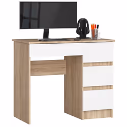 AKORD Furniture Factory IP0PBIUSONBIAPRA7, Droit, Forme rectangulaire, Mat, Blanc, Couleur chêne, 4 tiroir(s), 500 mm