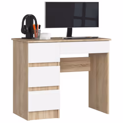 AKORD Furniture Factory IP0PBIUSONBIALEA7, Droit, Forme rectangulaire, Mat, Blanc, Couleur chêne, 4 tiroir(s), 500 mm