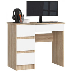 AKORD Furniture Factory IP0PBIUSONBIALEA7 bureau d'ordinateur Blanc, Couleur chêne